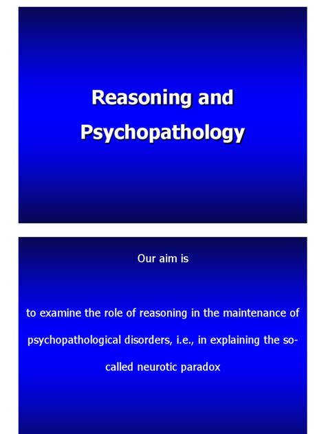 reasoning and psychopathology pdf logic rationality