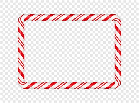 Christmas Candy Cane Rectangle Frame With Red Stripe Xmas Border With