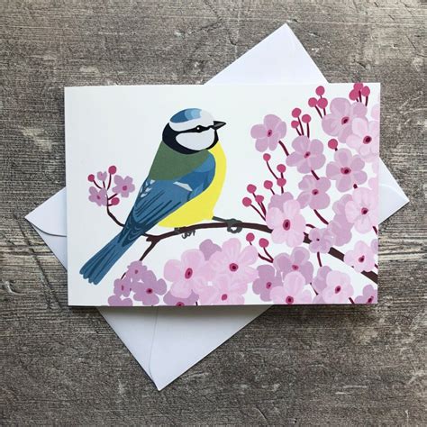 Blue Tit And Cherry Blossom Greetings Card By Katie Fuller Bee Eater