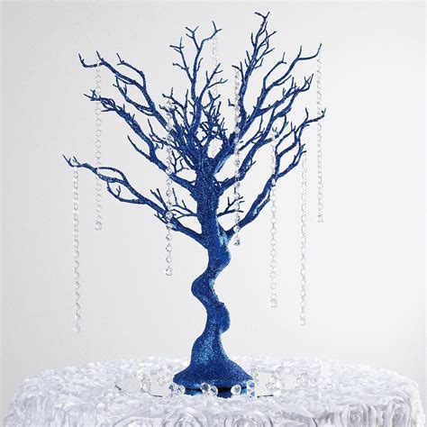 Royal Blue Glittered Manzanita Centerpiece Tree Pcs Acrylic Chains Efavormart Manzanita