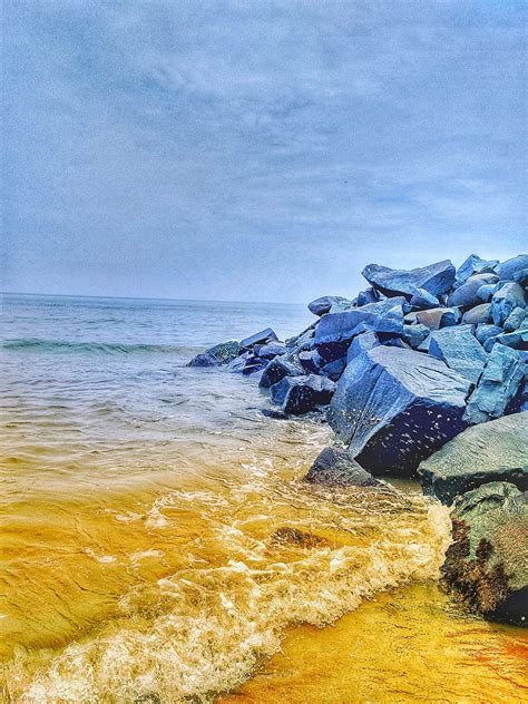 1920x1080px 1080p Free Download Sea Gradient Rocks Colour Wave