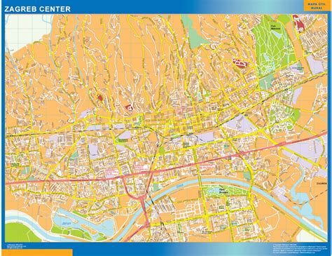 Zagreb Downtown Wall Map Africa Wall Maps Maps Of The World Countries