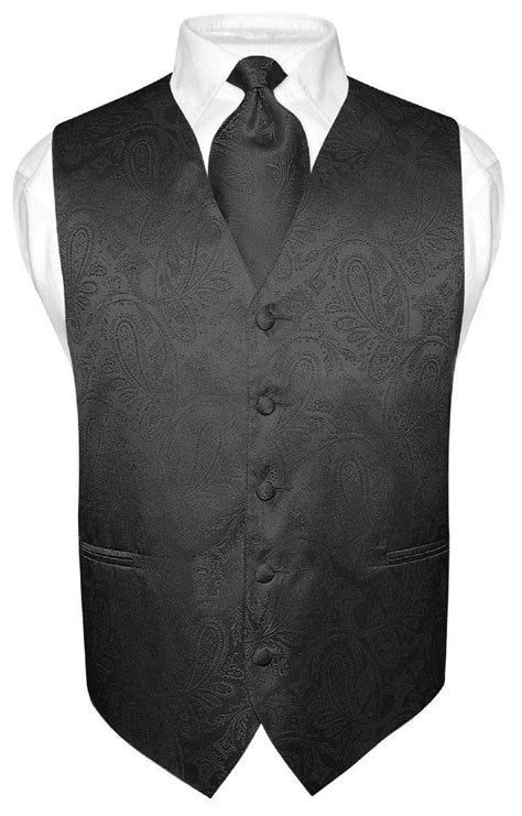 How to tie a tie. Men's Paisley Design Dress Vest & NeckTie BLACK Color Neck ...