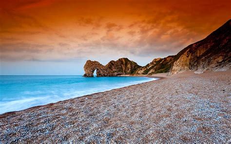Earth Durdle Door Beach Dorset England Horizon Ocean Sand Hd