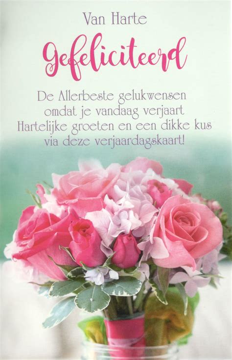 Onwijs zeg gefeliciteerd met feestelijke bloemen! Verjaardag Tekst Vrouw VFN18 - AGBC
