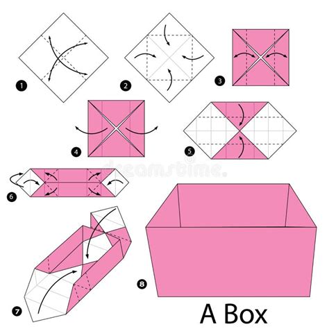 Step By Step Instructions How To Make Origami A Box Stock Vector