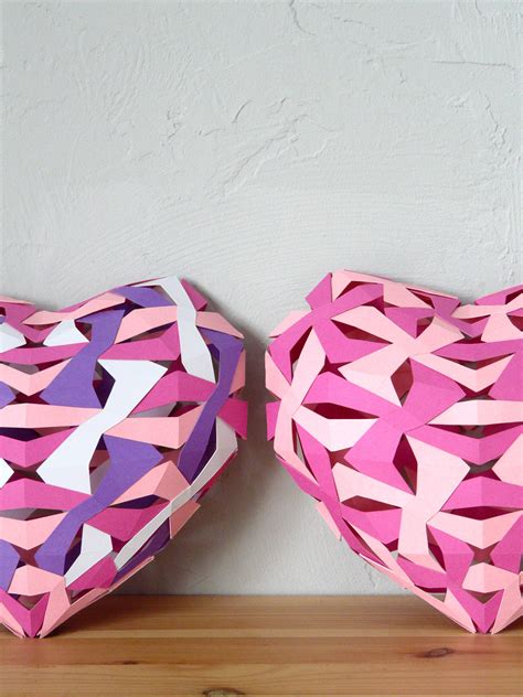 3d Papercraft Heart Weaving Colorful Diy Templates Pdf Etsy In 2021
