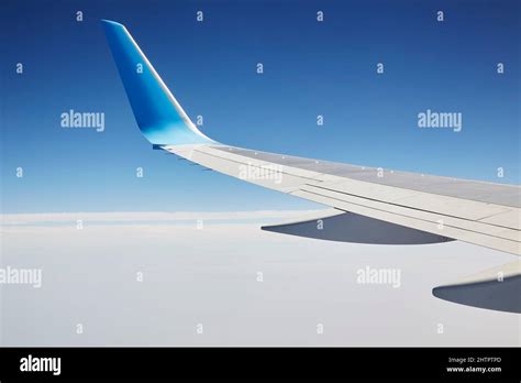 The Wing Of A Passenger Aircraft In Flight Stock Photo Alamy