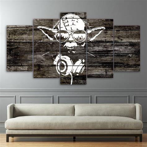 Yoda Star Wars Abstract Art Framed 5 Piece Canvas Wall Art Image Pictu