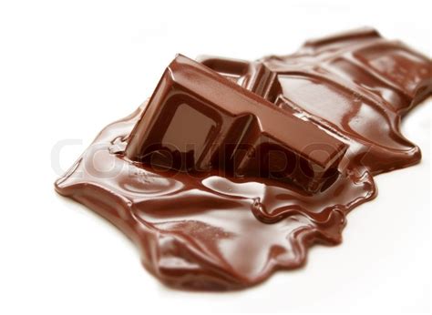 Melting Piece Of Dark Chocolate Bar On Stock Image Colourbox
