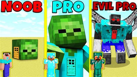 Minecraft Battle Noob Vs Pro Vs Evil Pro Zombie House Build Challenge