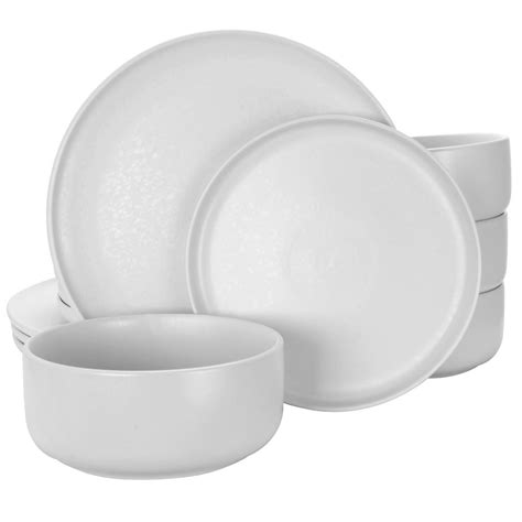 Gibson Home Stone Lava 12 Piece Casual White Ceramic Dinnerware Set