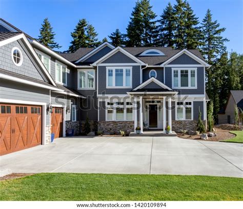 Beautiful New Luxury Home Exterior Traditional Stock Photo Edit Now