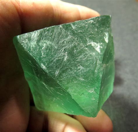 Large 275 Inch Emerald Green Fluorite Octahedron Crystal 74 Ounces
