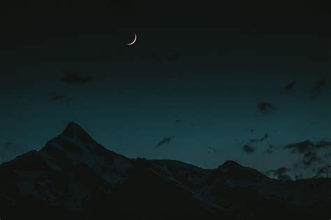 Download Mobile Wallpaper Moon Dark Mountains Sky Night Free 55487