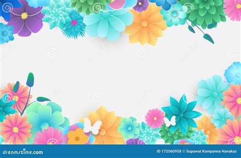 Design Banner Flower Spring Background With Beautiful Vector