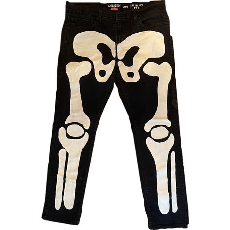 Hand Painted Custom Skeleton Pants Size W 36 L Depop Skeleton
