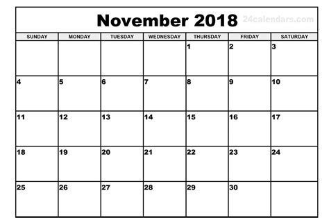 20 Printable November 2018 Calendar Free Download Printable Calendar