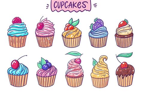 Cupcake Dibujo Animado Gourmet Cupcakes Dibujos Animados Elementos De