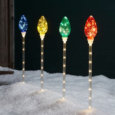4 Multi Colored Christmas Path Lights