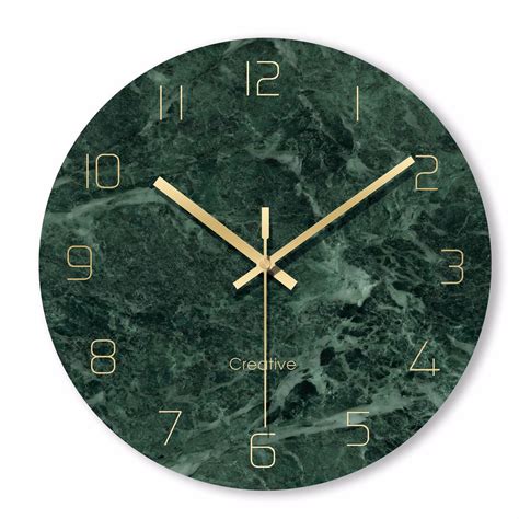 Glass Wall Clock Simple Modern Design Living Room Decoration Marble