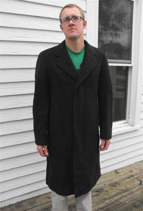 Vintage Mens Coat Jc Penney Winter Wool Charcoal 30s Door Soulrust