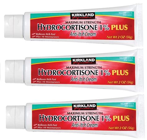 Kirkland 1 Plus Hydrocortisone Antii Itch Rash Relief Cream 2 Oz X 3