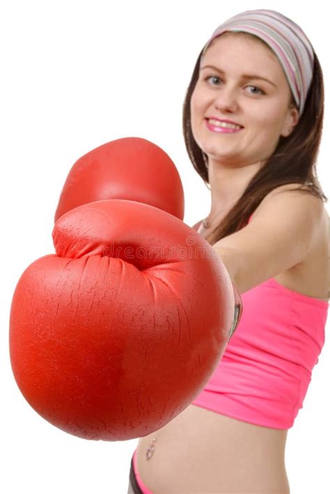 Fitness Woman With The Red Boxing Gloves Stock Image Image Of Gloves