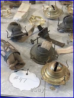 Huge Lot Of Vintage Antique Oil Lamp Parts Burners Shades Wicks Flame Spreader Vintage Lamp Parts