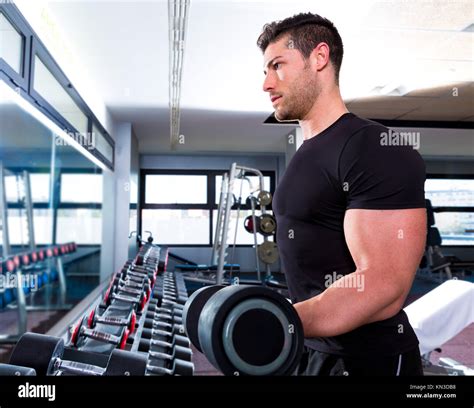Pesa Al Hombre En El Gimnasio Fitness Bíceps Ejercicios De