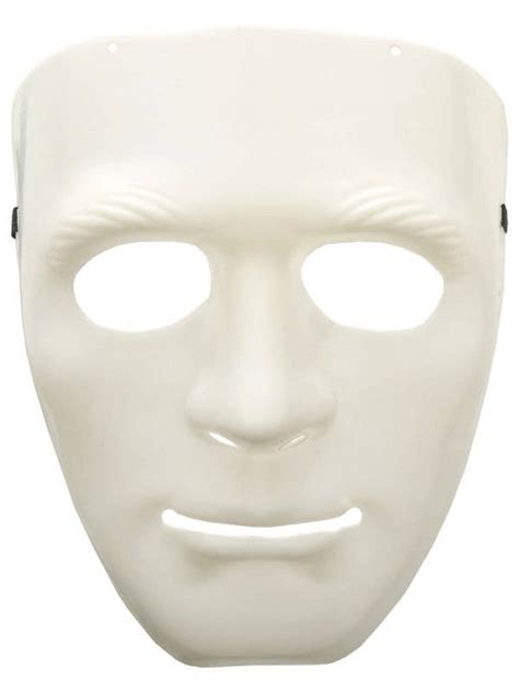 Simple White Plastic Male Face Costume Mask