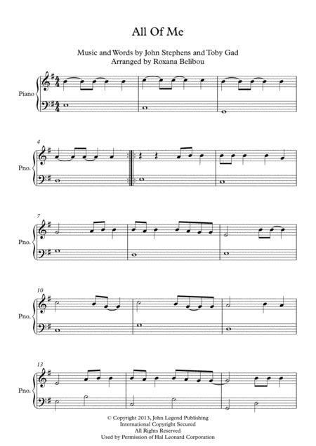 All Of Me By John Legend E Minor Easy Piano Sheet Music Pdf Download