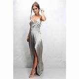 Images of Silver Silk Maxi Dress