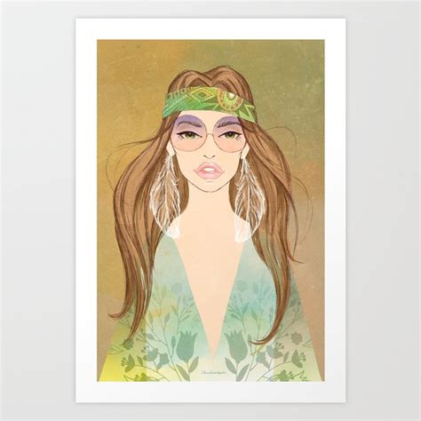 Hippie Girl Art Print By Zinaida Kazantseva Society6