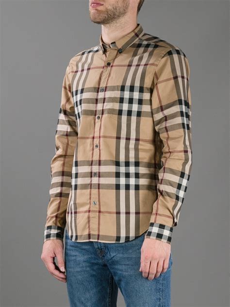 Burberry Brit Cotton Checked Shirt In Beige Natural For Men Lyst