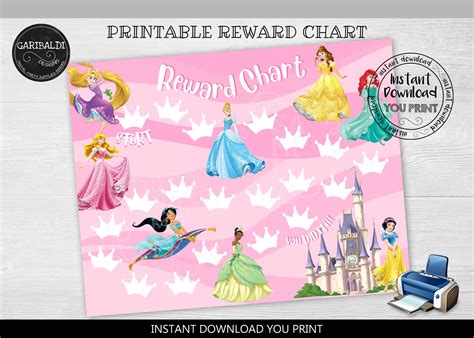 Instant Download Reward Chart Printable Chart Princess Chart Etsy Uk