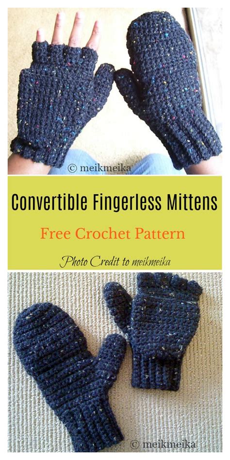 Crochet Convertible Mittens Pattern Free Amelias Crochet