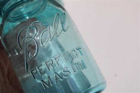 Vintage Ball Perfect Mason Aqua Blue Glass Canning Jars Quart Size Jar Lot