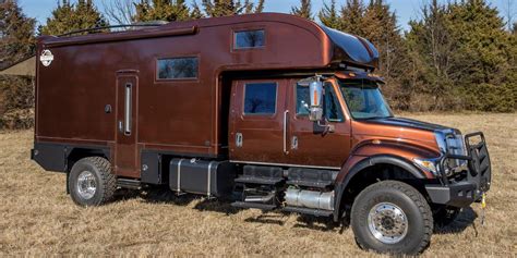 This 650000 Off Road Rv Built On A Truck Chassis Fits A King Sized