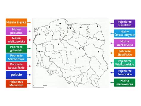 I Krainy Geograficzne Polski Mapa Rysunek Z Opisami