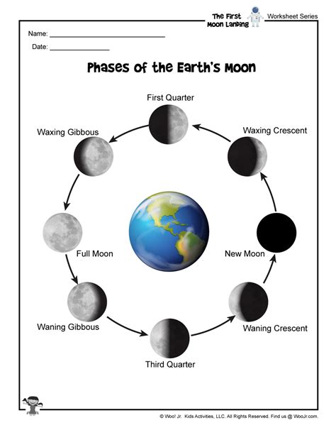 Moon Phases In Order Reference Worksheet Woo Jr Kids Activities