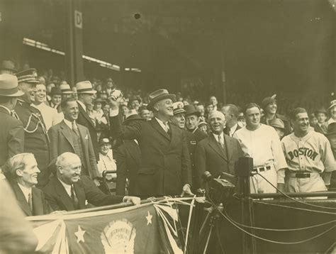 President Franklin D Roosevelt Throwing A Baseball At Griffith Stadium