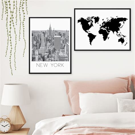 Die poster in dieser kategorie sind immer ein hingucker. 2er Set Schwarz-Weiss Poster No.27 40x50 cm Weltkarte New York Skyline World Map Poster Städte ...