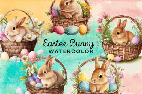 Easter Bunny Watercolor Clipart Graphic By Folv · Creative Fabrica