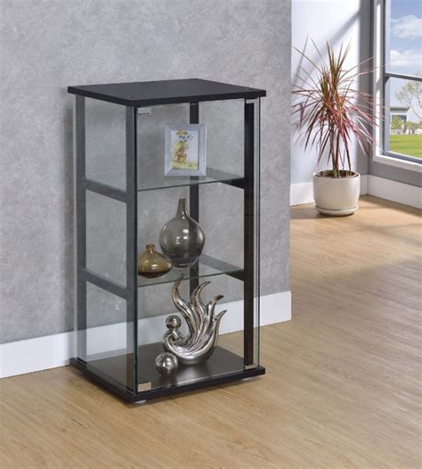 Customizable modern sideboard cabinet leather and marble display cabinets dining room furniture. Orion Black And Clear 3-Shelf Glass Curio Cabinet | Las ...