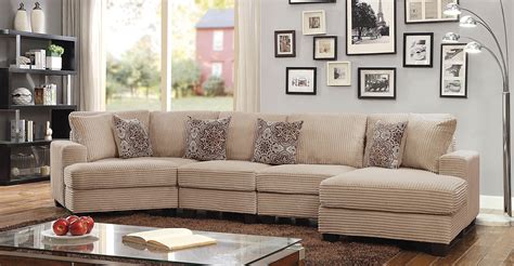 Furniture Of America Timmons Wide Wale Corduroy Sectional Sofa