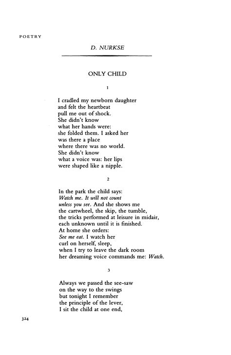 Only Child By D Nurkse Poetry Magazine