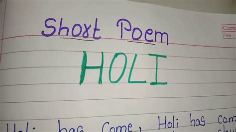 Short Poem On Holi Holi Poem In English Youtube