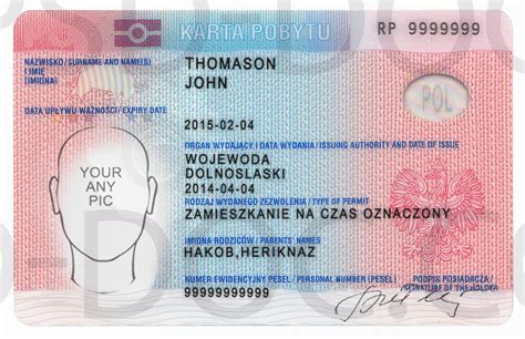 Residence Permit Poland Front Back Psd Store