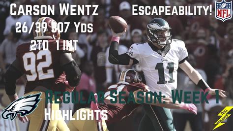 Every week, bo wulf and zach berman exchange emails about the latest news surrounding the eagles. Carson Wentz Week 1 Regular Season Highlights Mobility | 9 ...